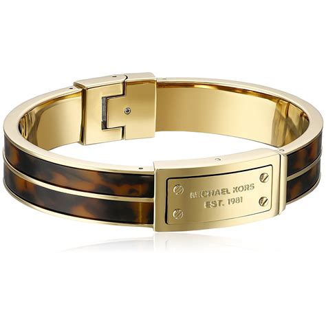 michael kors bracelet gold tone and tortoise hinge bangle|Michael Kors adjustable bracelet.